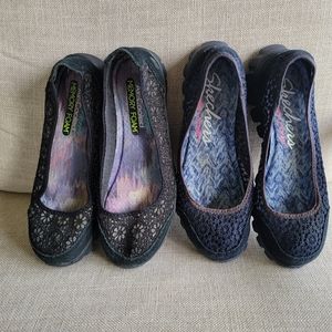 2 pairs BUNDLE of Skechers Flighty Majesty 22836 Navy, 7.5 AND 23413 Black, 7.5